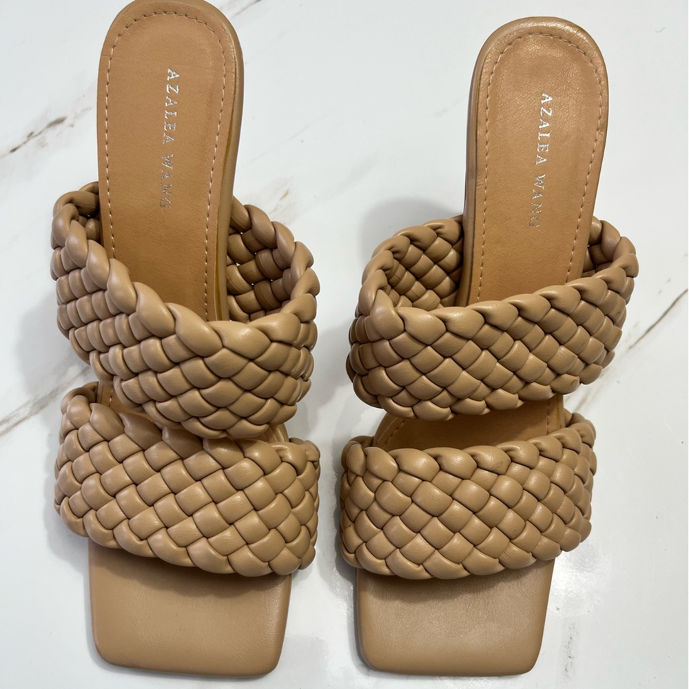 Tan Woven Heel Sandals
